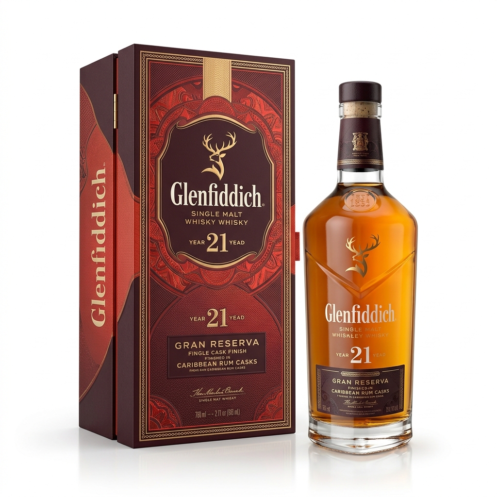 Glenfiddich 21 jaar Gran Reserva whisky fles luxe cadeau vaderdag