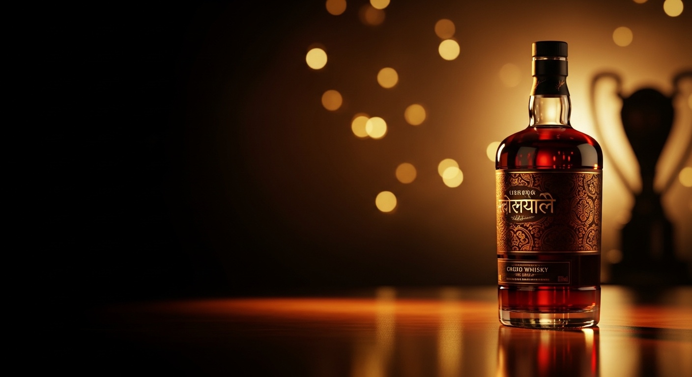 Indri whisky World Whiskies Awards 2026 banner met Indiase whiskyflessen