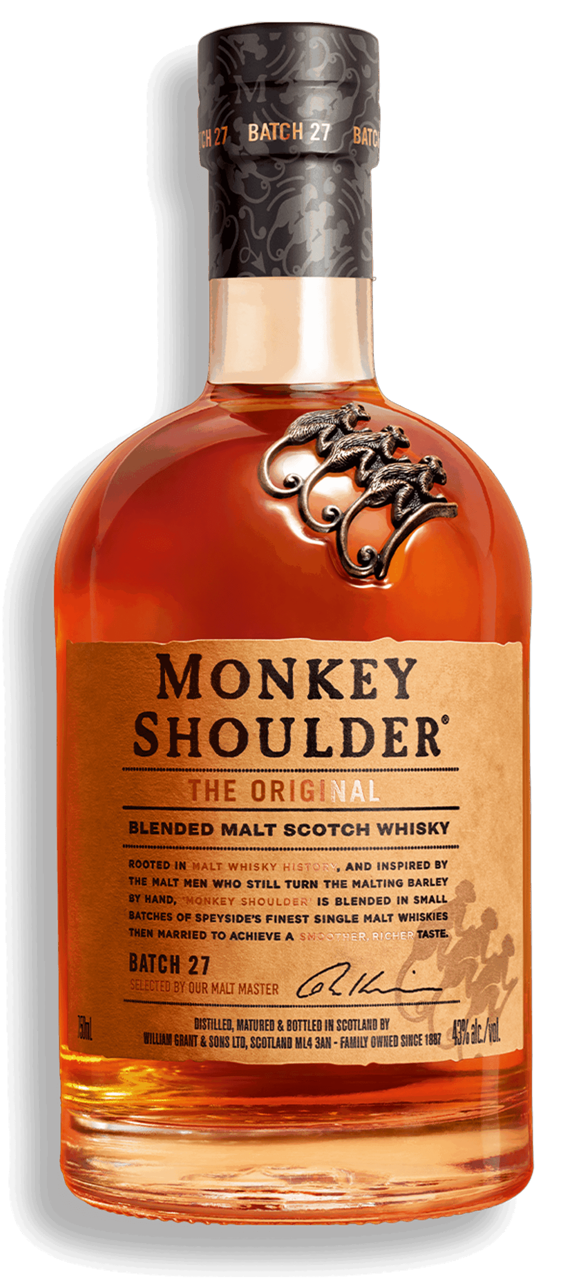 Monkey Shoulder blended malt Scotch whisky fles