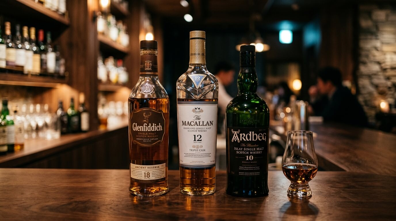 Beste whisky onder 30 euro budget-toppers flessen op houten tafel
