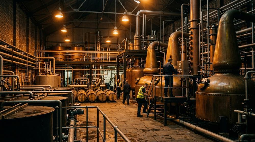 Cameronbridge staking graanwhisky-distilleerderij Schotland